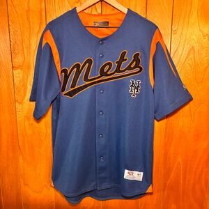 MLB New York Mets Men’s Medium Jersey Blue Orange True Fan Series Baseball Shirt